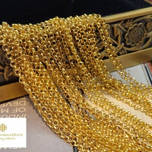 Real 18K Gold Rolo Chain Necklace - Fine Layering Jewelry
