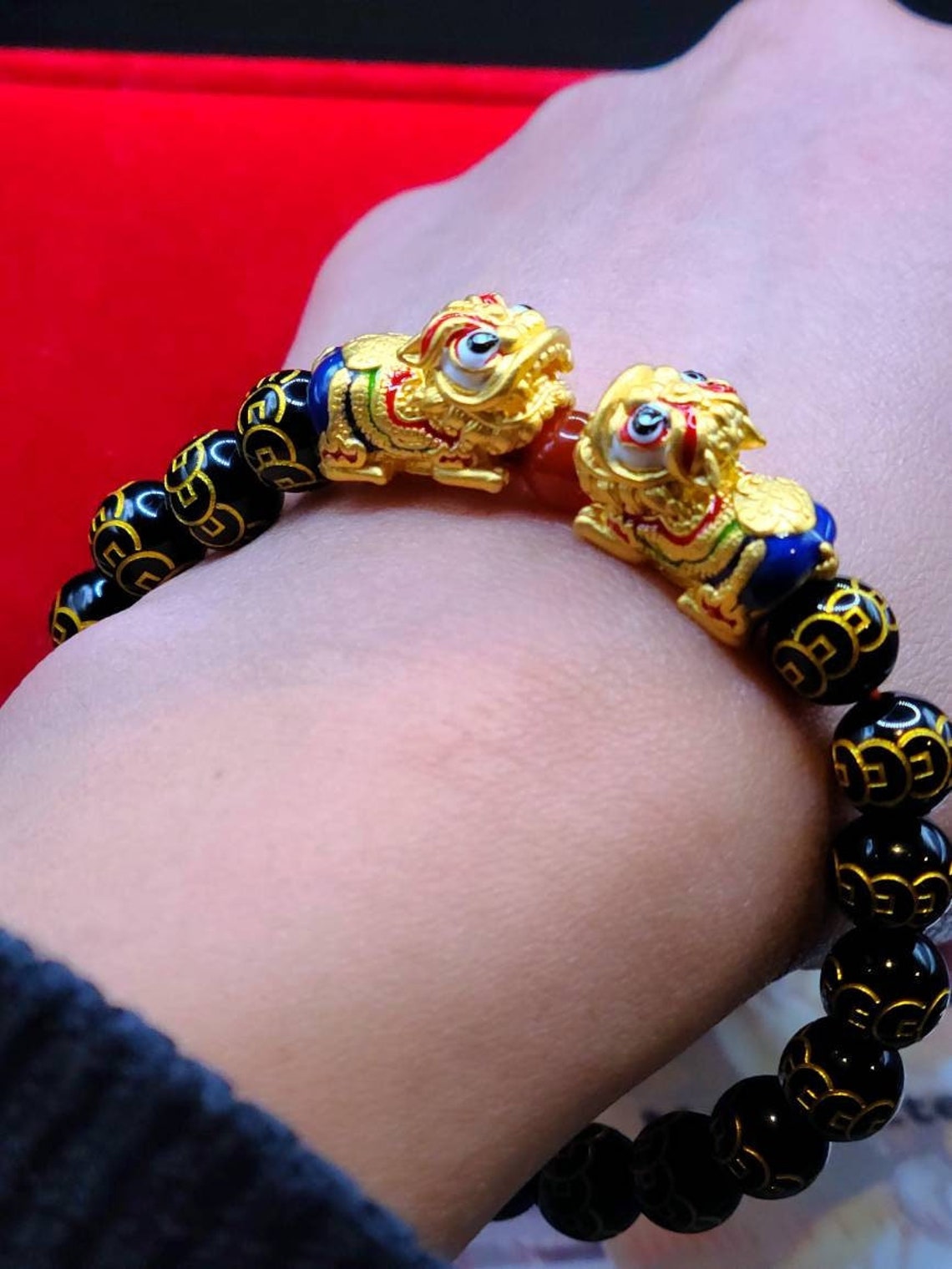 24K Real Gold BLESSED Gold Piyao Money Bag Bracelet Blessed Etsy