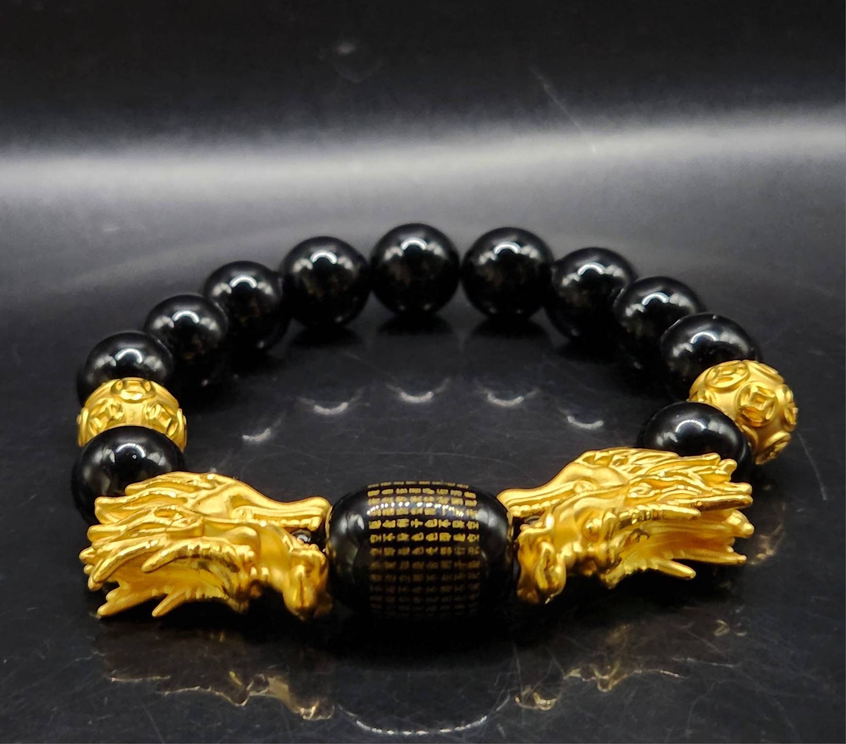 24K Real Gold Dragon Bracelet Real 24K Double Dragon Bracelet 24K
