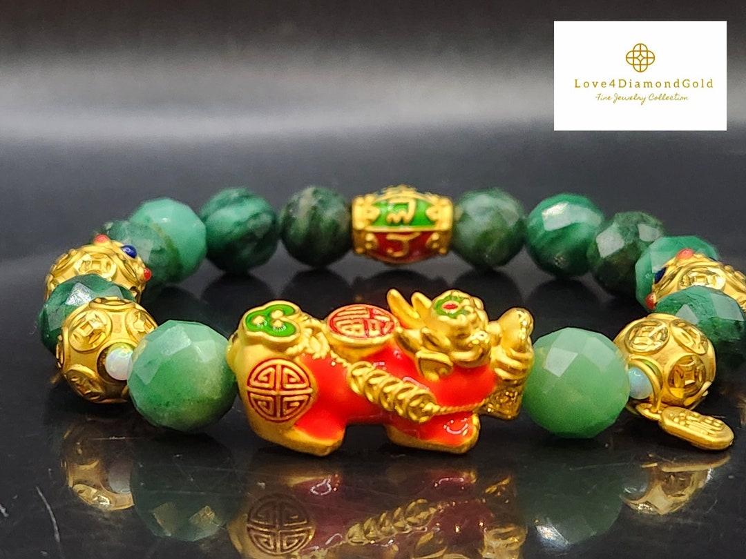 24K Real Gold Piyao Color Changing Pixiu Bracelet Real 24K Pixiu