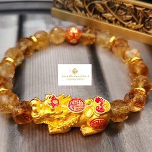 Real 24K Gold Pixiu Bracelet 24K Coin Bracelet Feng Shui Bracelet 24K Pixiu Bracelet 24K Dragon Bracelet 24K Lucky Piyao Bracelet Money Bead