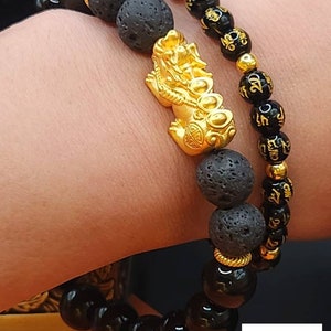 Real 24K Gold Pixiu Bracelet 24K Real Feng Shui Bracelet 24K Pixiu Bracelet 24K Dragon Bracelet 24K Lucky Bracelet Piyao Bracelet - Pair