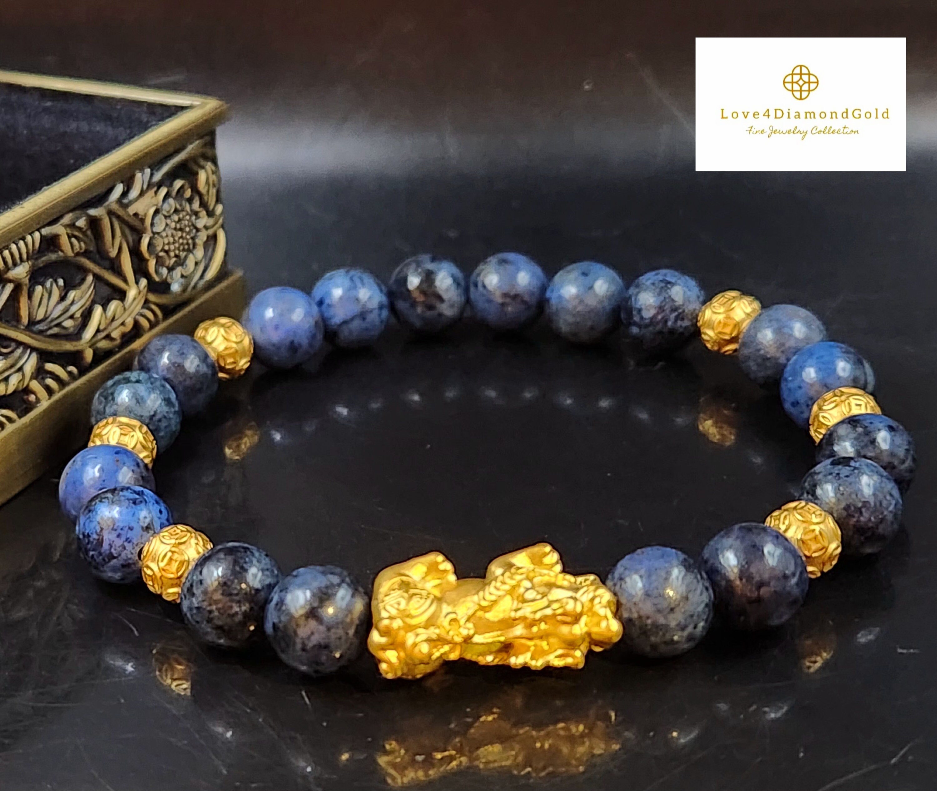 Pixiu Feng Shui Ricchezza Braccialetto Ossidiana Nera Naturale Occhio Di Tigre Perle Di Lucky Feng Shui Braccialetto - Foto 4