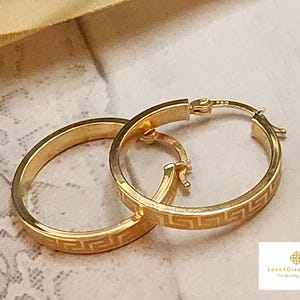 Real 18K Gold Hoop Earrings Elegant Earrings Medium Gold Hoop Earrings Birthday Gift For Her 18K Yellow Gold Hoop Earrings Perfect Gift