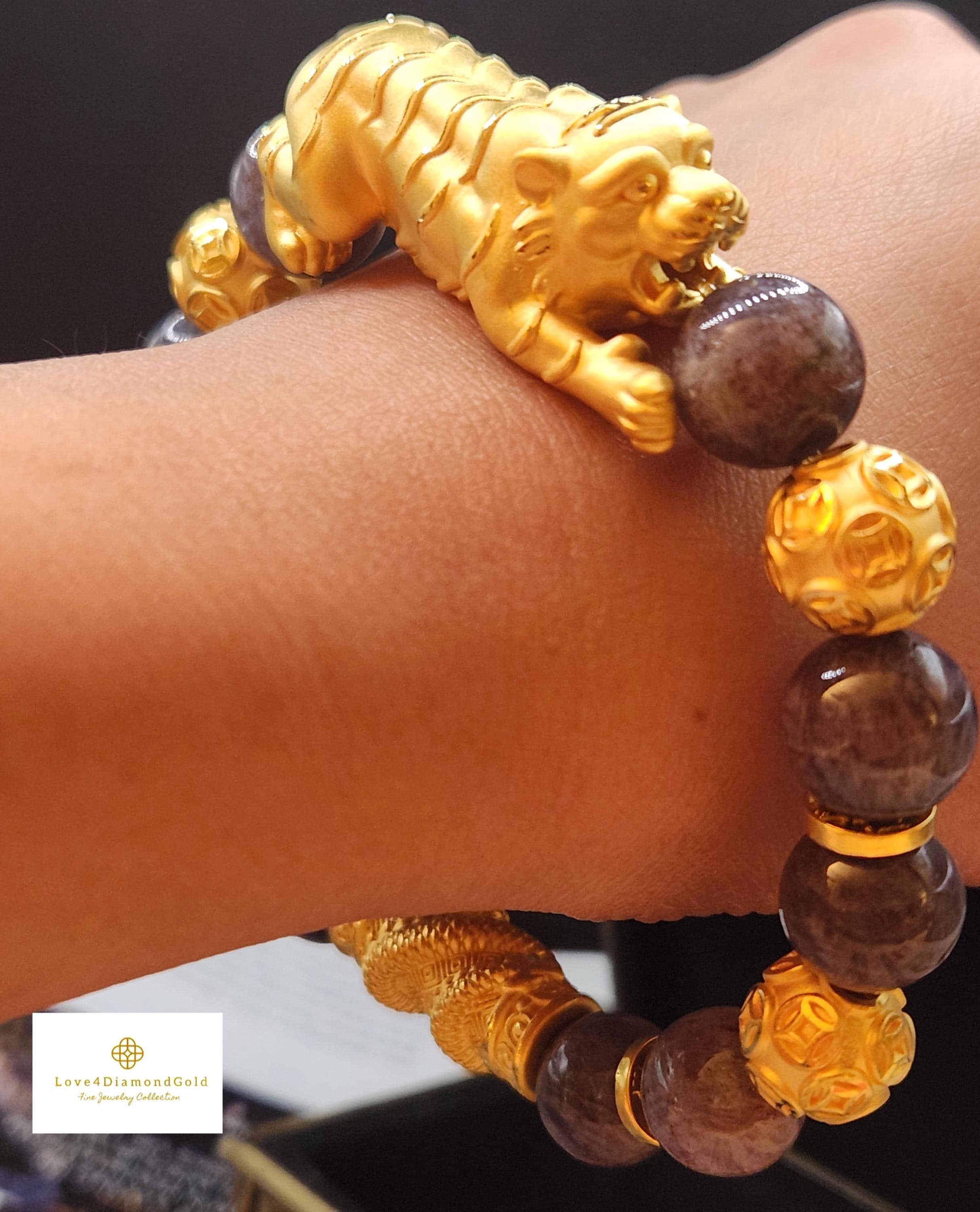 Real 24K Gold Tiger Bracelet Gold Dragon Bracelet Feng Shui Real 24K Gold Tiger Bracelet Gold Dragon Bracelet Feng Shui
