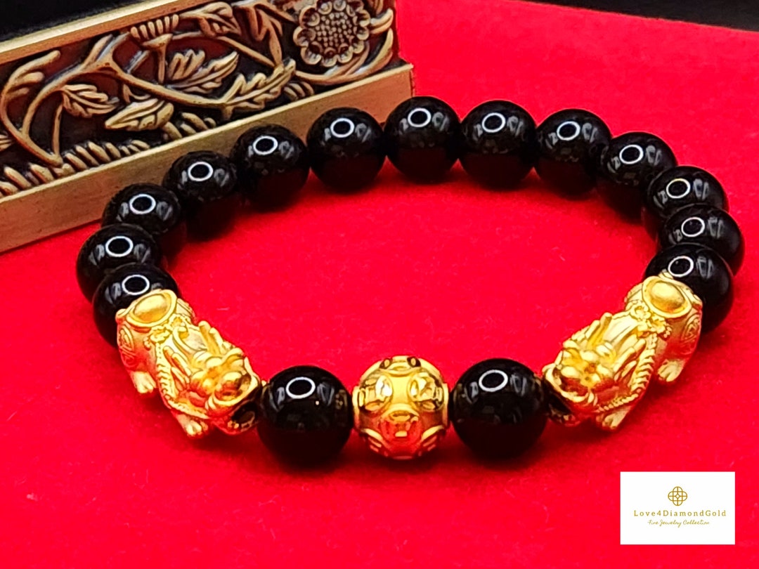 24K Real Feng Shui Bracelet 24K Pixiu Bracelet Wealth Bracelet Solid