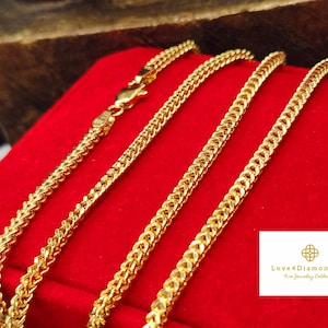 18K Solid Gold Foxtail Chain Necklace Franco Chain Layering Chain Necklace Real Gold Foxtail Link Necklace Christmas Gift for Girlfriend