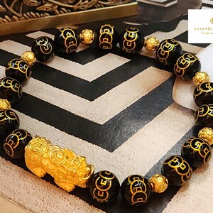 Real 24K Gold Pixiu Bracelet 24K Coin Bracelet Feng Shui Bracelet 24K Pixiu Bracelet 24K Dragon Bracelet 24K Lucky Piyao Bracelet Money Bead