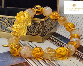 24K 本物の風水ブレスレット、24K 貔貅ブレスレット、富のブレスレット 
