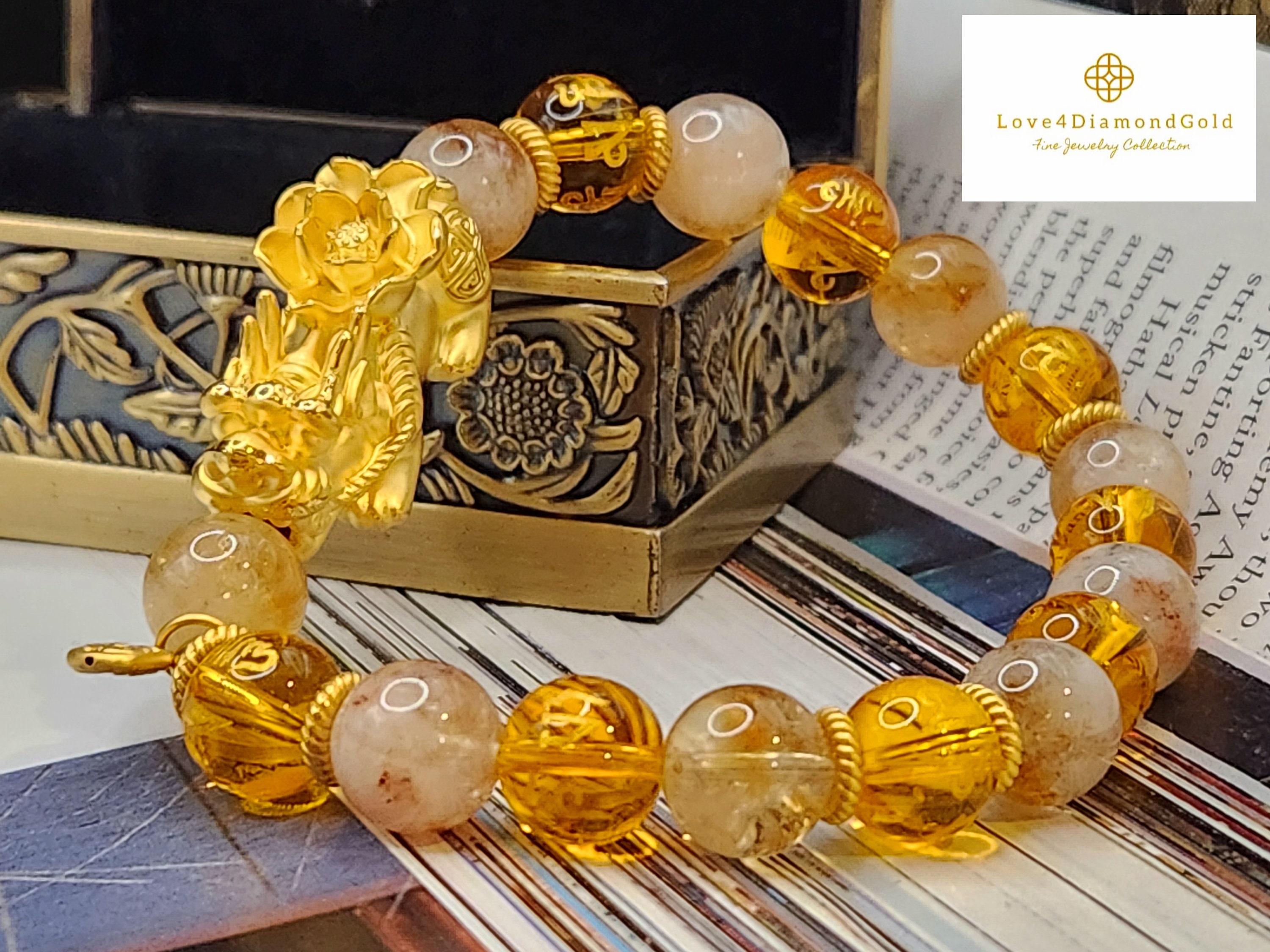 Lab Certified Yellow Citrine Stone Bracelet for Men and Women, 8 mm -  Tantra Astro