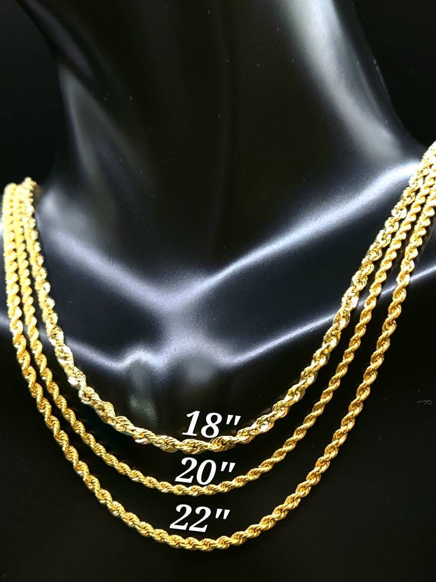 Real Gold Chain 18K Gold Rope Chain 