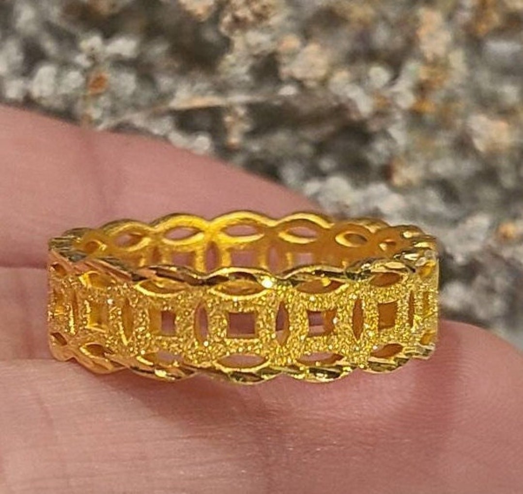24K Real Pure Gold Ring 24K Gold Money Ring 24K Band Ring 24K Coin Ring ...