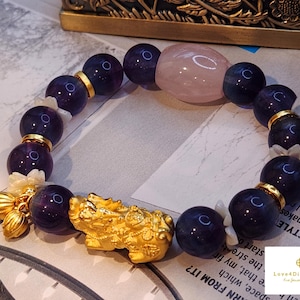 24K Echt Feng Shui Armband 24K Pixiu Armband Reichtum Armband Geldfänger Armband 24K Gold Pixiu Armband Pure Gold Glücksarmband