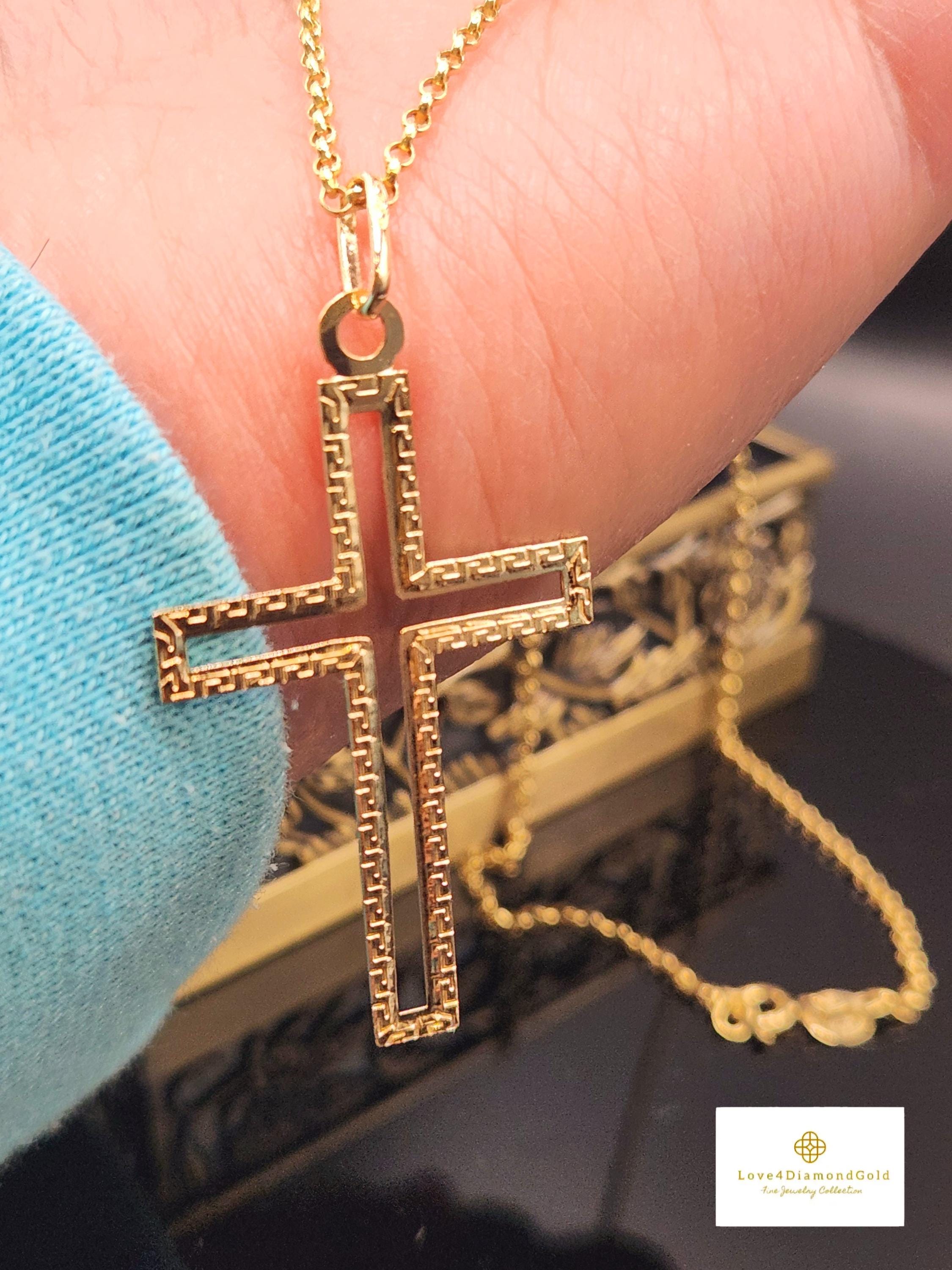 18k Japan Gold Cross Pendant - Etsy