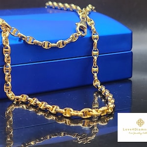 18K Solid Gold Chain Necklace Layering Chain 18K Gold Chain - Real 18K Gold Chain Necklace Shiny Gold Chain Necklace  Birthday Gift Unisex