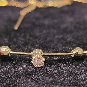 18K Natural Diamond Bangle Solitaire Bangle Bracelet 18K Gold Layering Bracelet 18K Minimalist Bracelet 18K Round Brilliant Diamond Bracelet