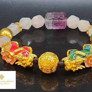 24K Real Gold Pixiu Bracelet Real Feng Shui Bracelet 24K Wealth Bracelet Pixiu Bracelet 24K Lucky Piyao Bracelet 24K Lotus Bracelet