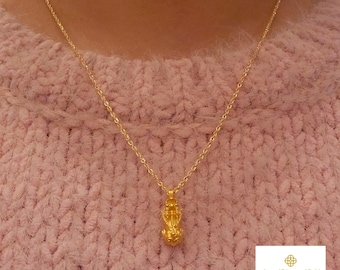 Real Pure Gold Necklace 18K Gold Chain Necklace Lucky Necklace Gold Pixiu Necklace Wealth Attractor Necklace 24K Gold Money Catcher Necklace