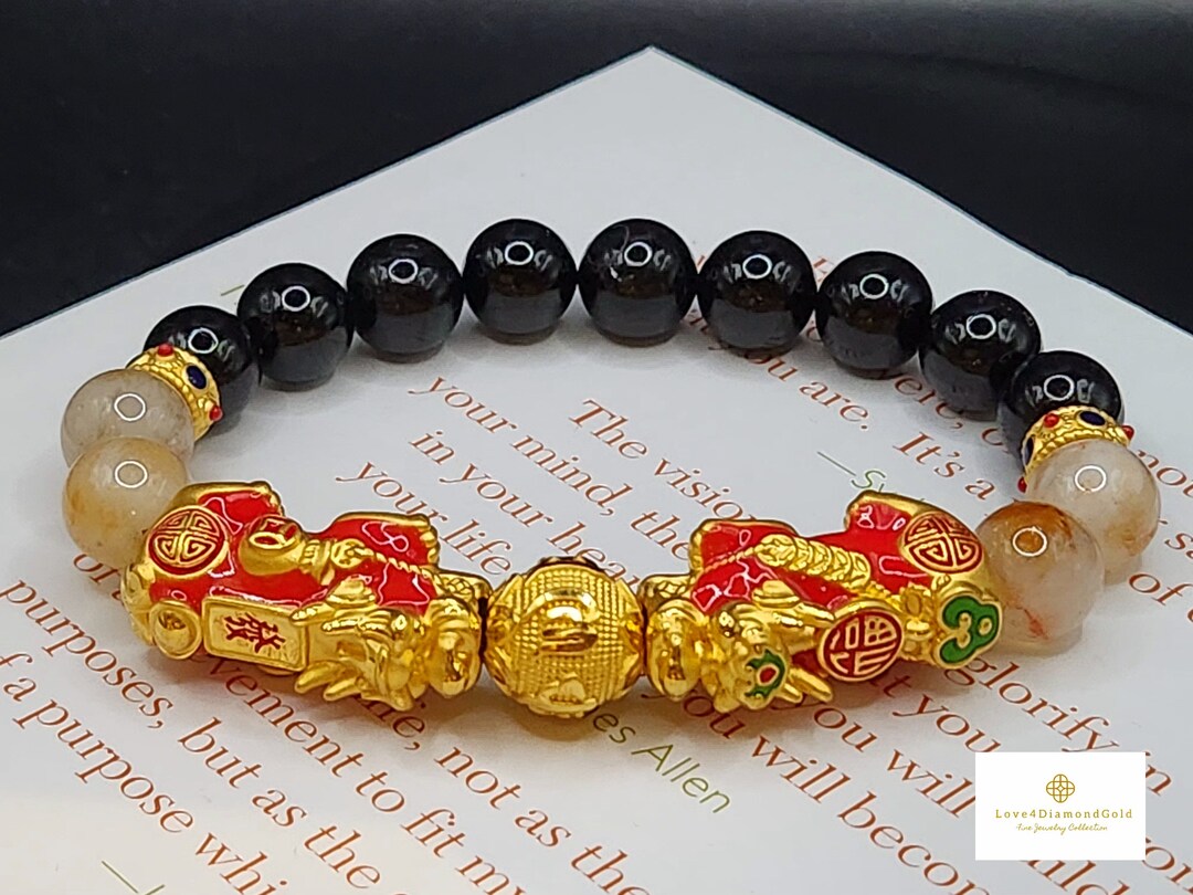 24K Real Feng Shui Bracelet 24K Pixiu Bracelet Wealth Bracelet Money