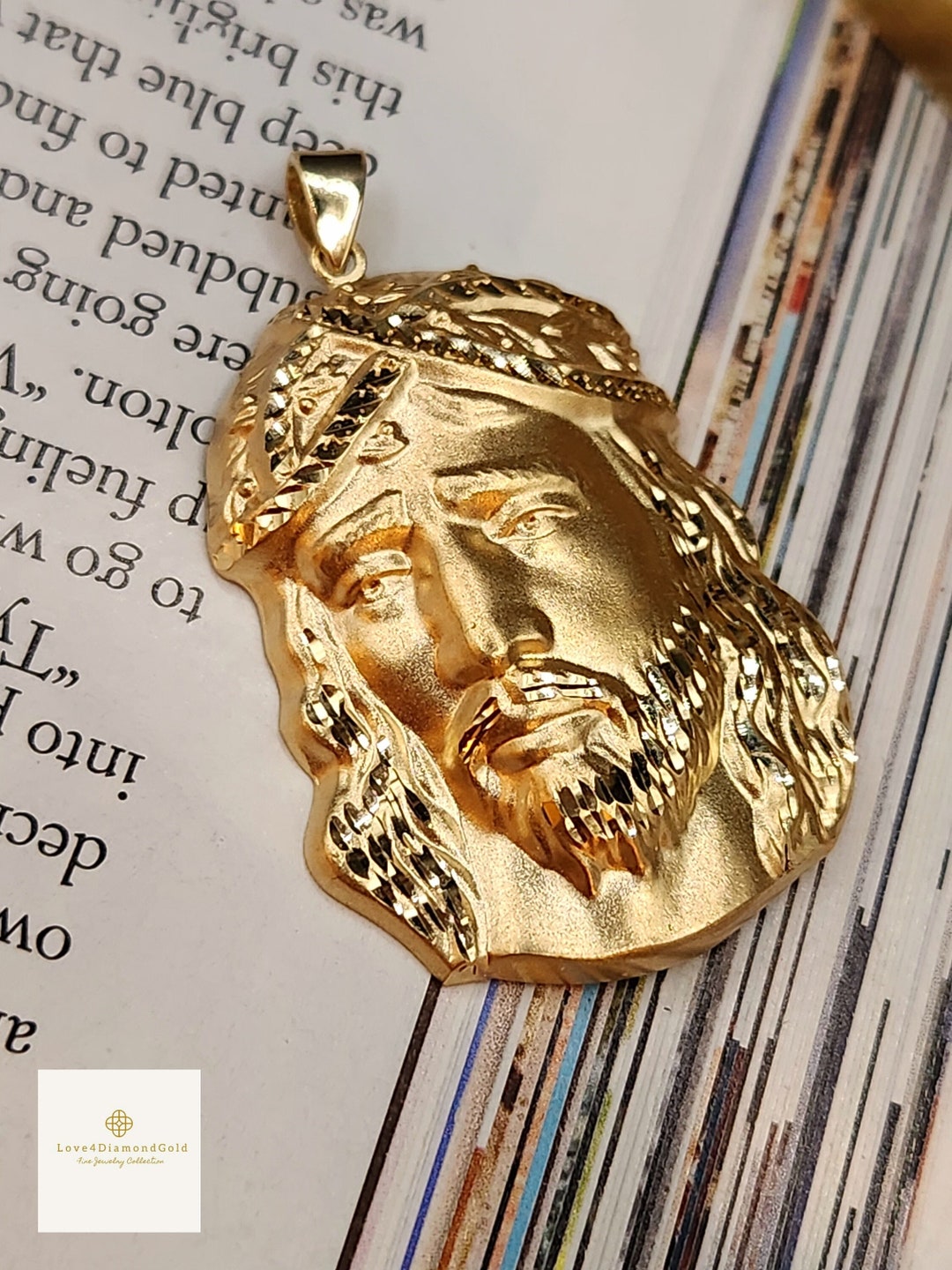 18K Solid Gold Jesus Pendant Real 18K Religious Necklace Etsy