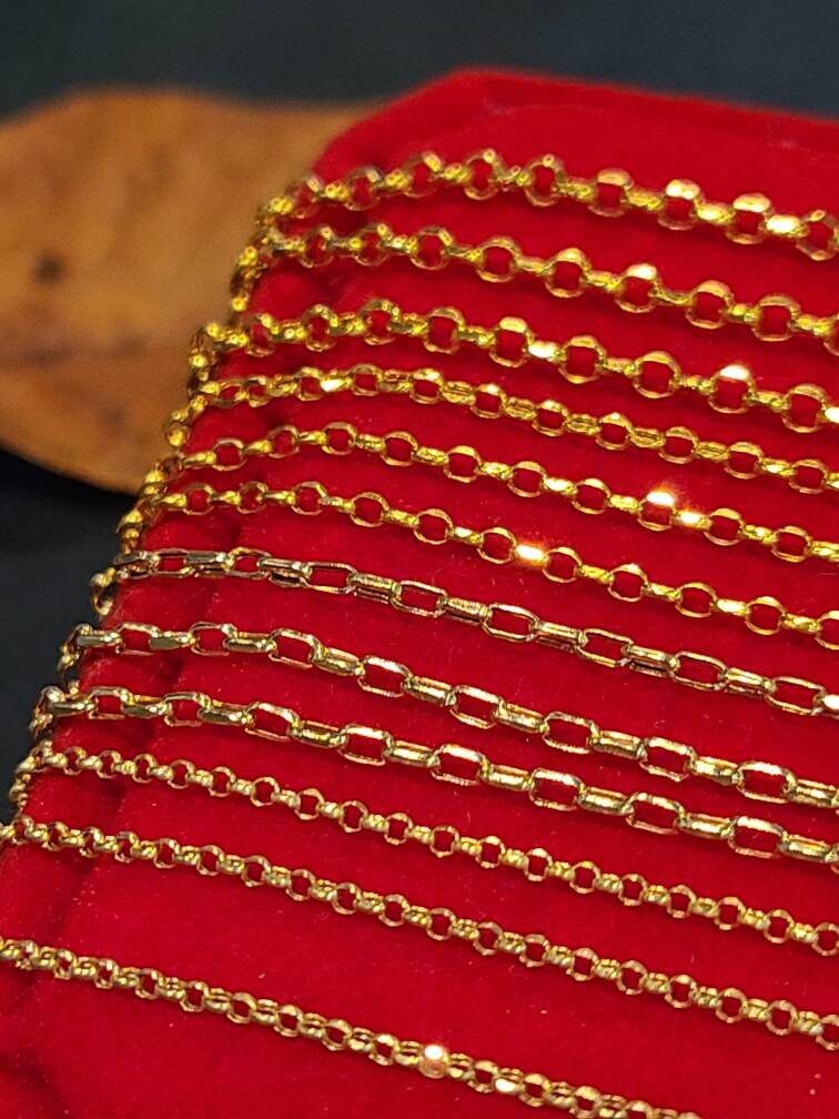 Real 18K Gold Chain Necklace 18K Gold Rolo Chain Necklace 18K Etsy