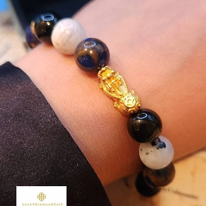 24K Real Feng Shui Armband 24K Pixiu Armband Reichtum Armband Solid Gold Geldfänger Armband 24K Pi xiu Armband Obsidian Armband