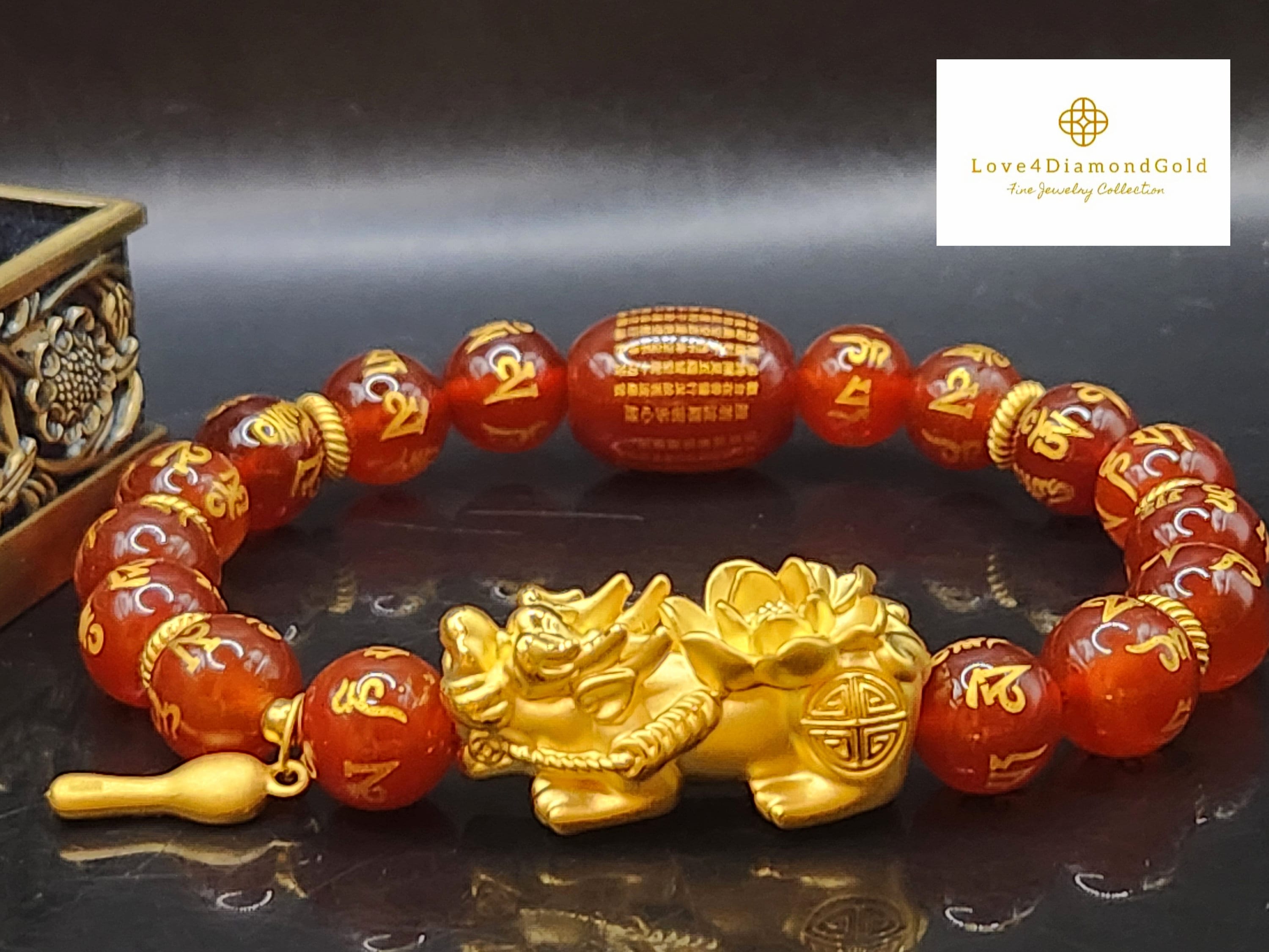 24K Real Gold Pixiu Bracelet Real Feng Shui Bracelet 24K Wealth 