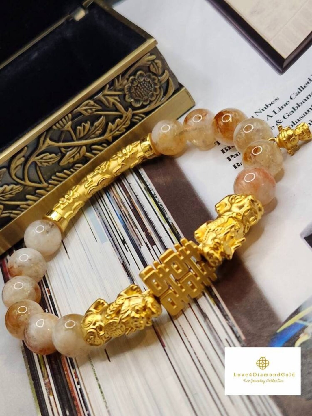 24K Real Gold Piyao Bracelet Pixiu Bracelet Real 24K Pixiu Bracelet Koi