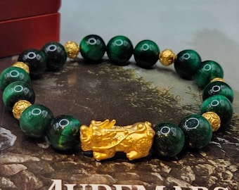 Echtes 24K Gold Pixiu Armband Feng Shui Armband 24K Reichtum Armband Geldball Armband 24K Glück Piyao Armband Liebesarmband Feiner Schmuck