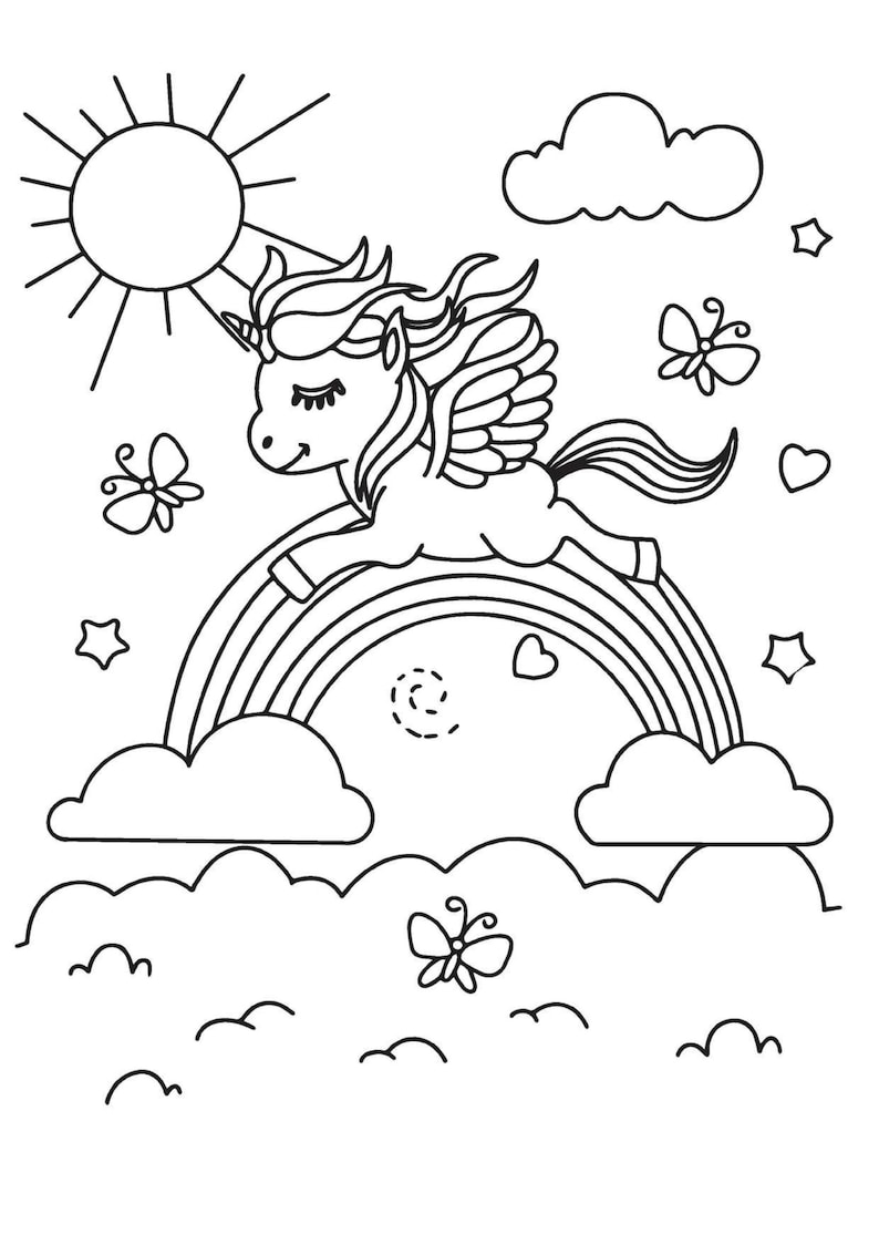 unicorn coloring pages, fantasy coloring pages, cartoon coloring pages, coloring pages for girls and boys, coloring pages for adults image 1