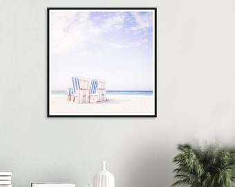 Framed Sylt Beach Art Print - Beach Flair, Home Decor, Minimalist Gift, black frame