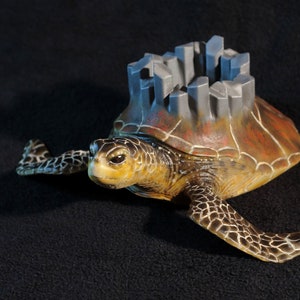 3D printed hand painted Original Sea Turtle pot
