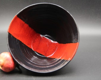 Saladier en céramique fait à la main, Rouge, Noir, Design unique, Cadeau, Cadeau spécial - Bol en céramique