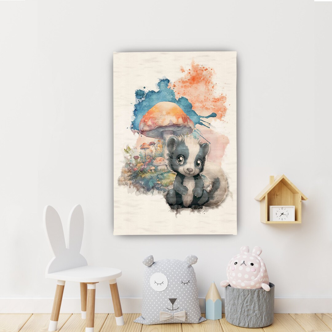 Nursery Wall Art / Forest Room Decor / Woodland Decoration / Skunk