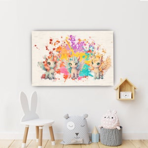 Unicorn Clipart Room Wall Art Decor for Girl Canvas Wall Art For Nursery Decor Wall Art Little  Pony Girl Room Decor