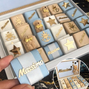 Baby Shower Chocolate Favors for Boys , Personalized Design with 48 pcs Neapolitan Chocolate