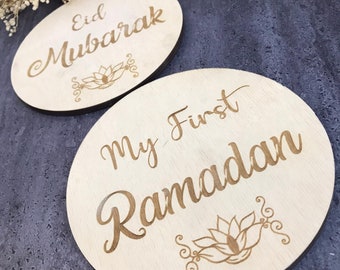 My First Ramadan Sign, Eid Mubarak Gift, New Baby Milestone, Wood Eid Decoration