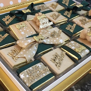 Recuerdos de chocolate para baby shower para niños, diseño personalizado con 48 piezas de chocolate napolitano