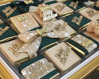Baby Shower Chocolate Favors for Boys , Personalized Design with 48 pcs Neapolitan Chocolate