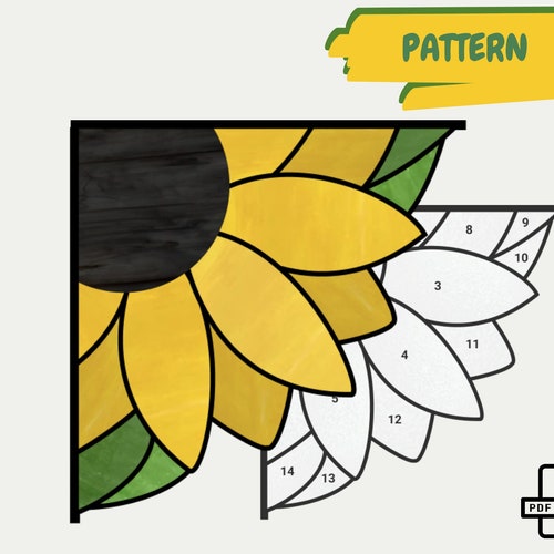 Sunflower Corner Stained Glass Suncatcher Beginner Pattern Etsy