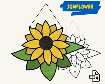 Patrón de atrapasol de girasol en vitral (descarga digital en PDF)
