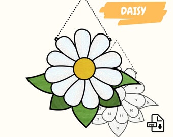 Daisy Flower Stained Glass Pattern • Beginner Stained Glass Daisy Pattern