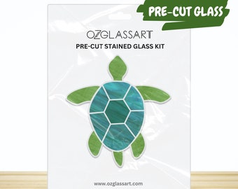 Sea Turtle Pre-cut Stained Glass Kit - Stained Glass Pre-Cut Kit - DIY Glass Kit, Mosaic, Stepping Stone