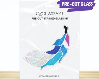 Precut Feather Stained Glass Kit - Stained Glass Feather Kit, Pre-cut glass Kit - DIY Glass Kit, Mosaic, Stepping Stone