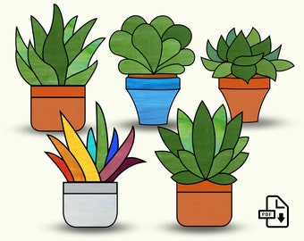 Stained Glass Succulent Pattern Set • Beginner Friendly (PDF Patterns)