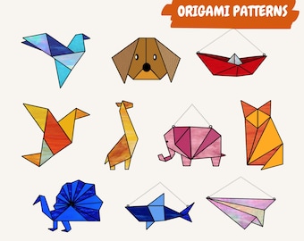 Patrones de animales de origami en vitrales: Megapaquete (Descarga digital)