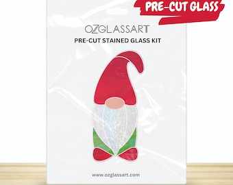 Kit de vitrales de gnomo navideño precortados: Manualidad para principiantes