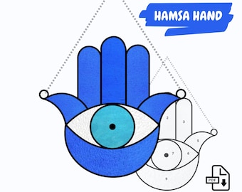 Hamsa Hand Stained Glass Pattern • Easy Evil Eye Stained Glass Pattern