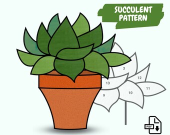 Stained Glass Succulent Pattern • Beginner Friendly Project (PDF Pattern)