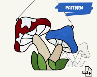 Mushroom Suncatcher Stained Glass Pattern • DIY Home Decor (PDF Digital Download)